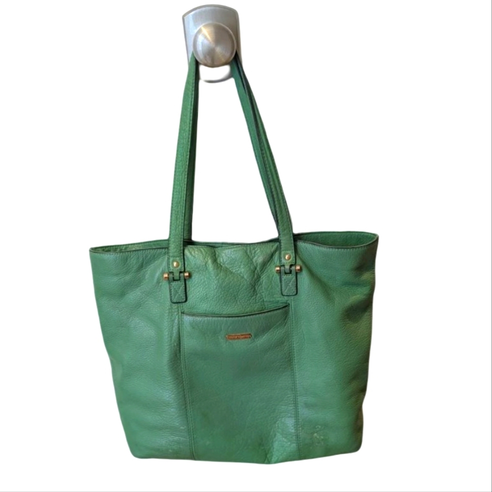 Vince Camuto Green Pebble Leather Tote Bag Vintage